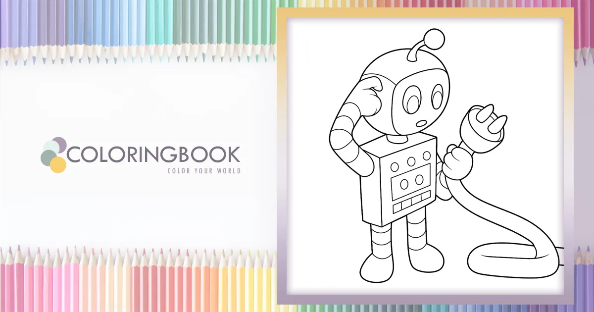 Robot With A Plug Coloringbook Pics