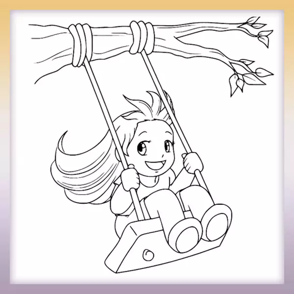 Girl on a swing - Online coloring page