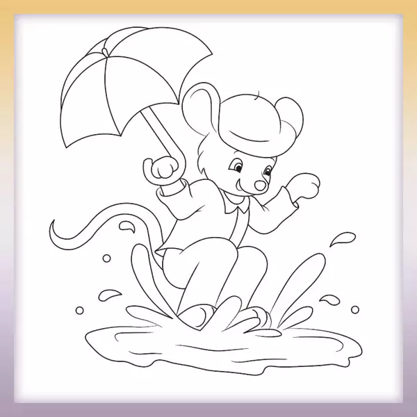 Mouse with umbrella - Online coloring page