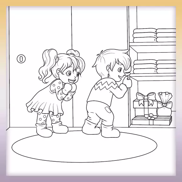 Kids found presents - Online coloring page