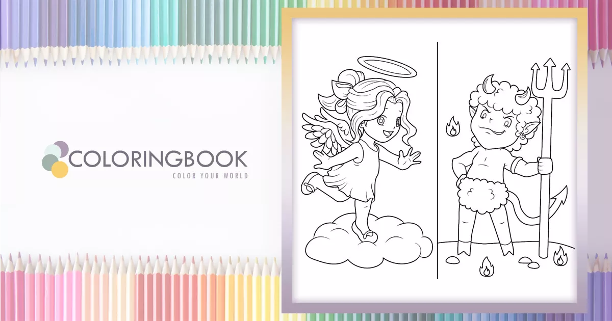 Childrens Coloring Books Devil Angel Santa Stock Illustration