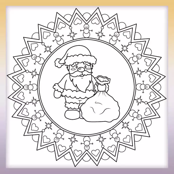 Mandala with Santa Claus - Online coloring page