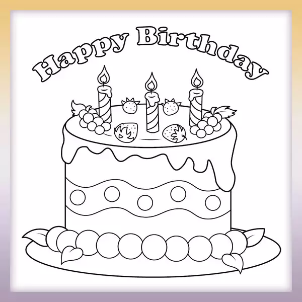 Birthday cake - Online coloring page