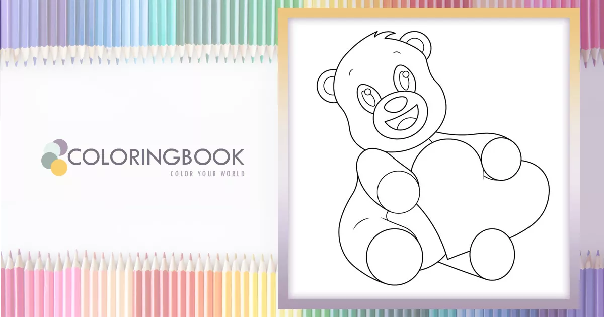 Teddy with heart – Coloringbook.pics