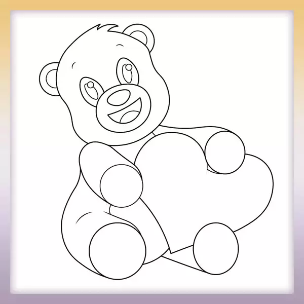 Teddy with heart - Online coloring page