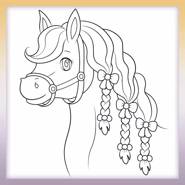 Horse with braids - Online coloring page