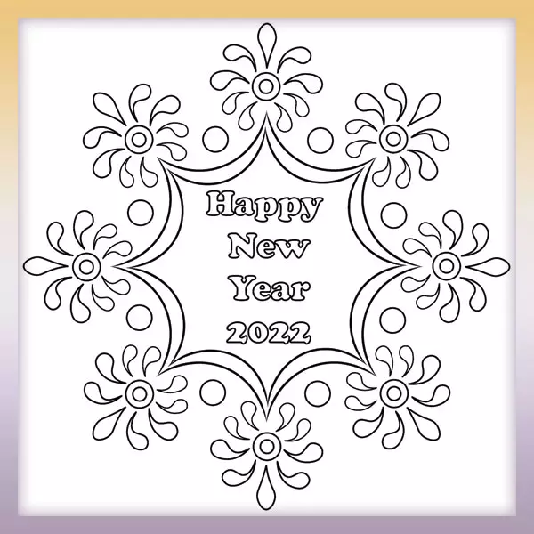 Mandala - Happy New Year 2022 - Online coloring page