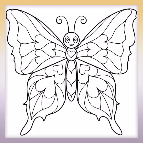 Heart Butterfly - Mandala - Online coloring page