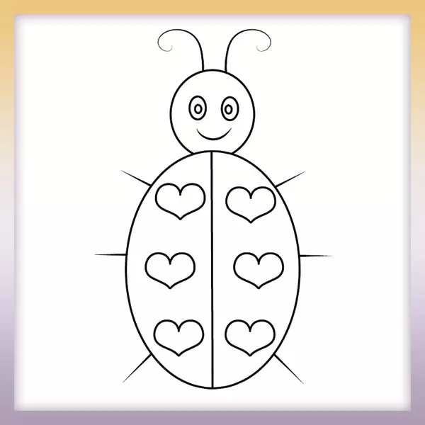Ladybug with hearts - Online coloring page