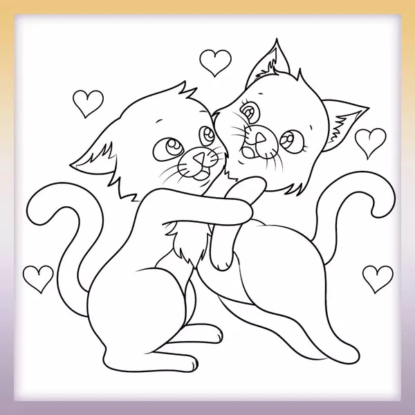 Cats are hugging - Online coloring page