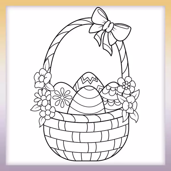 Basket with Easter Eggs - Online coloring page
