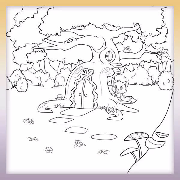 Magical forest - Online coloring page