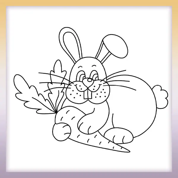 Bunny with carrot | Online coloring page