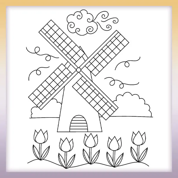 Windmill | Online coloring page