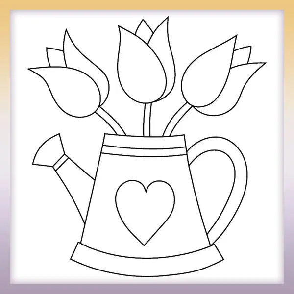 Pitcher with tulips | Online coloring page