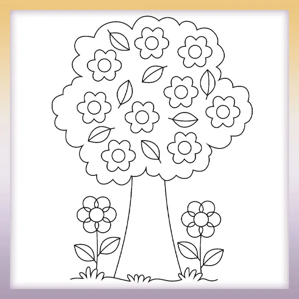 Flower tree | Online coloring page