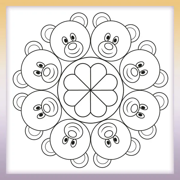 Teddy Mandala | Online coloring page