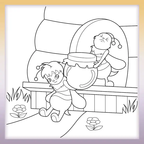 Bees carrying honey | Online coloring page