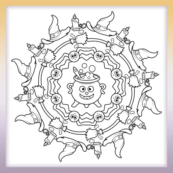 Halloween witch mandala | Online coloring page