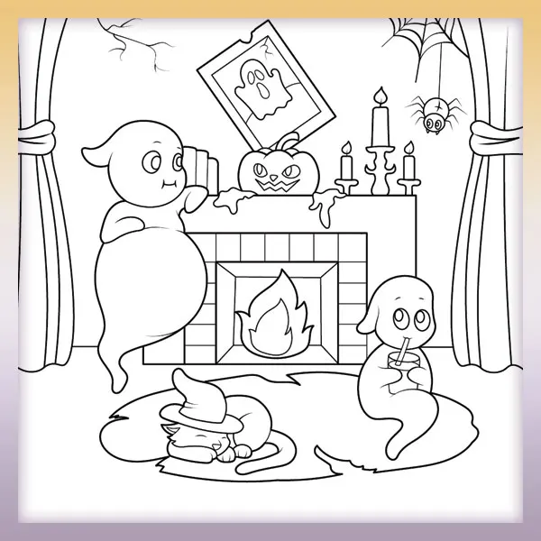 Ghost house | Online coloring page