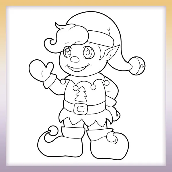Christmas elf | Online coloring page