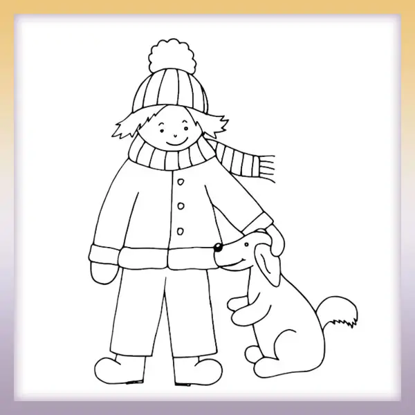 Boy with a dog - Online coloring page