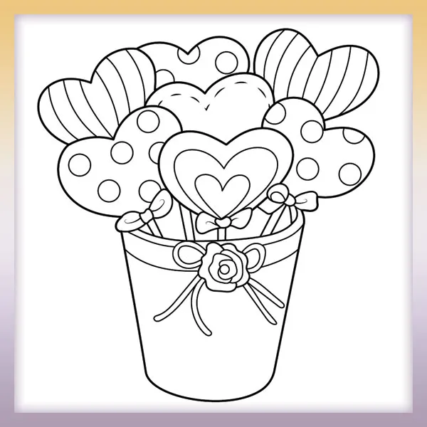 Basket with hearts | Online coloring page