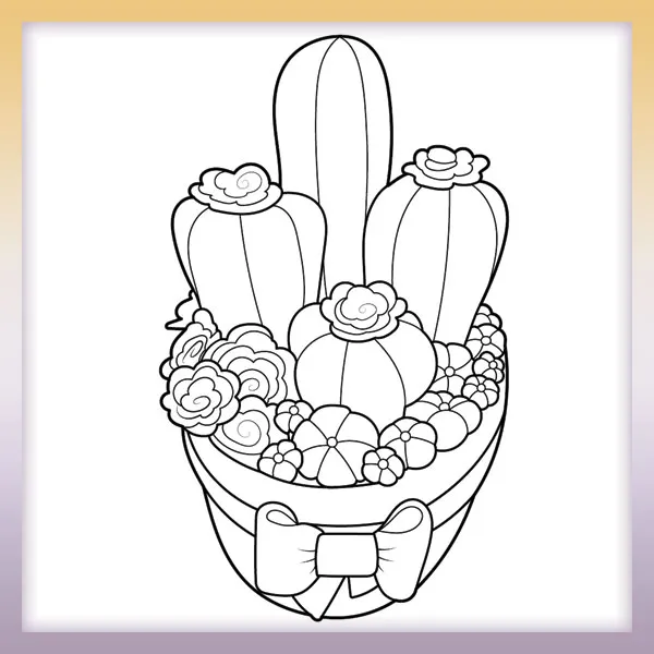 Pot with flowers | Online coloring page