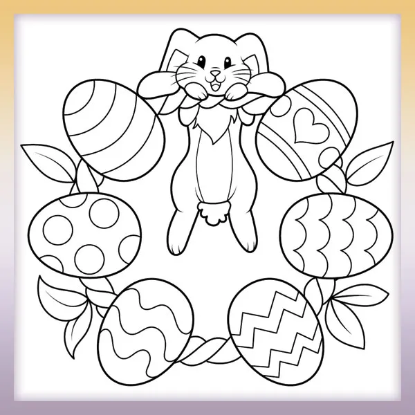Easter wreath | Online coloring page