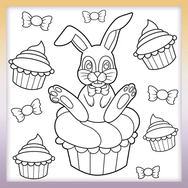 Cupcake bunny | Online coloring page