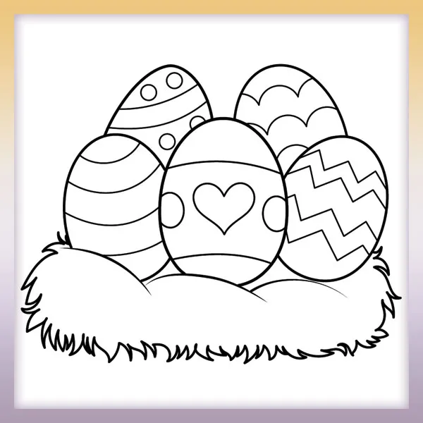 Easter eggs in a nest | Online coloring page
