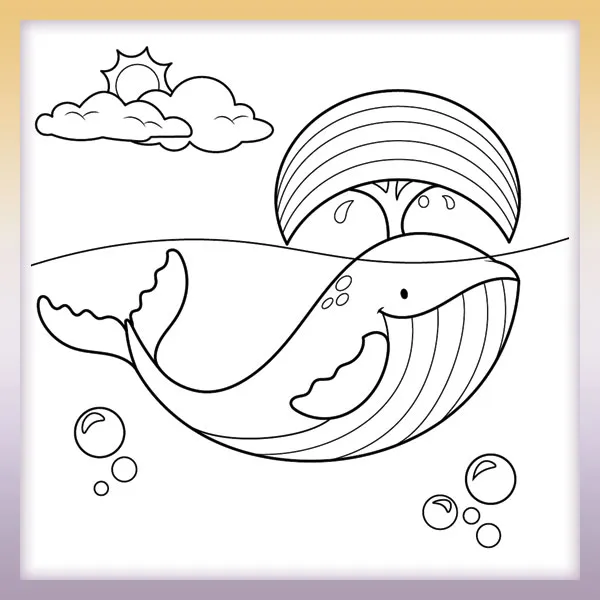 Whale with a rainbow | Online coloring page