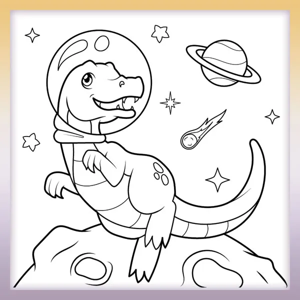 Dinosaur in space | Online coloring page