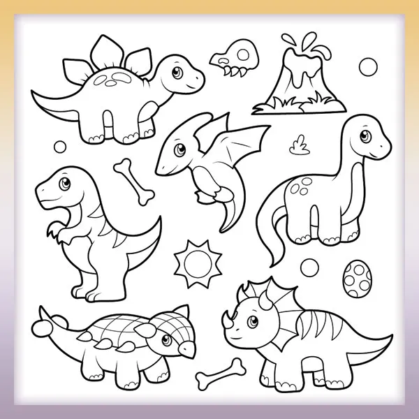 Dinosaur collection | Online coloring page