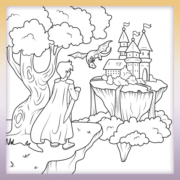 Castle in the sky | Online coloring page