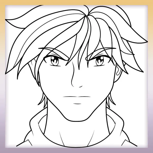 Anime man | Online coloring page