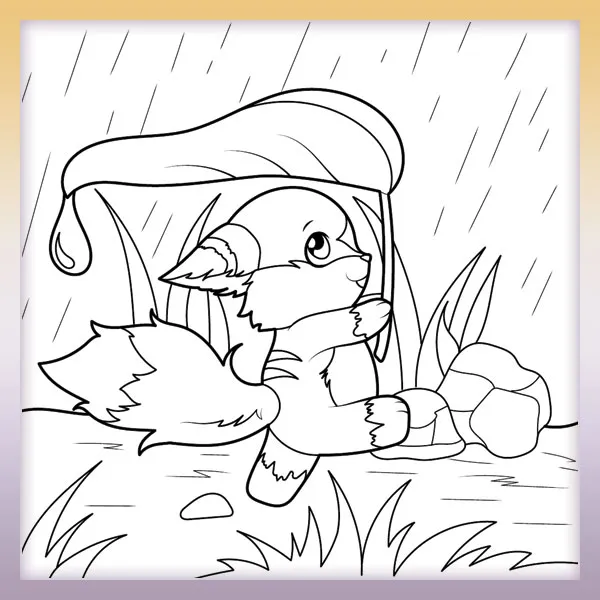 Foxy with a leaf | Online coloring page
