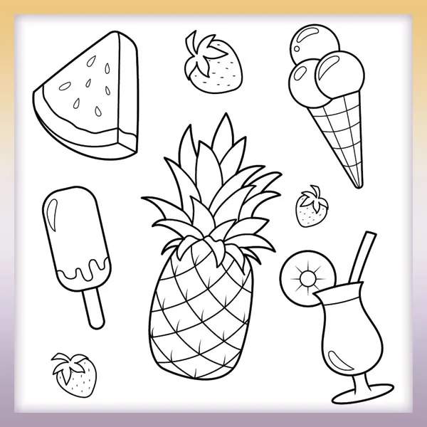 Summer food | Online coloring page