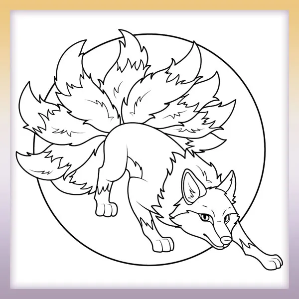 Nine-tailed fox | Online coloring page