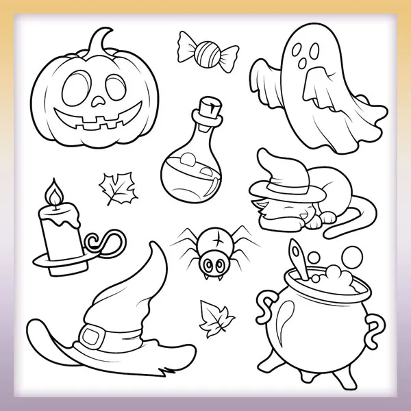 Halloween collection | Online coloring page
