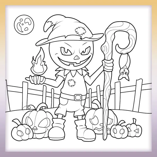 Scary pumpkins | Online coloring page