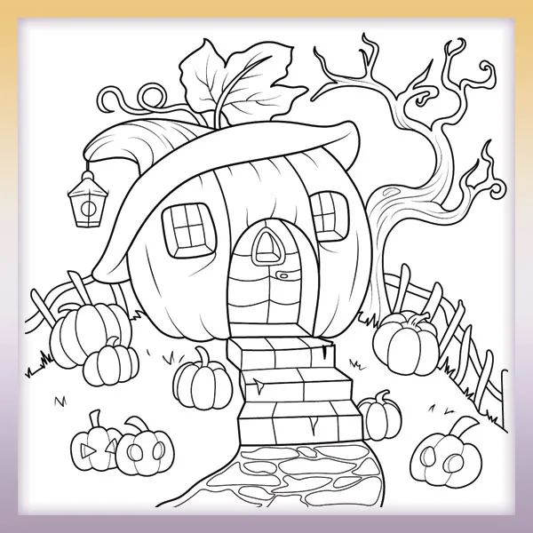 Pumpkin house | Online coloring page
