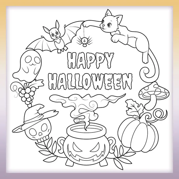 Happy Halloween | Online coloring page