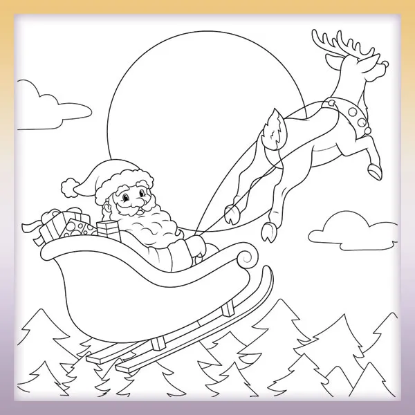 Santa with a reindeer | Online coloring page