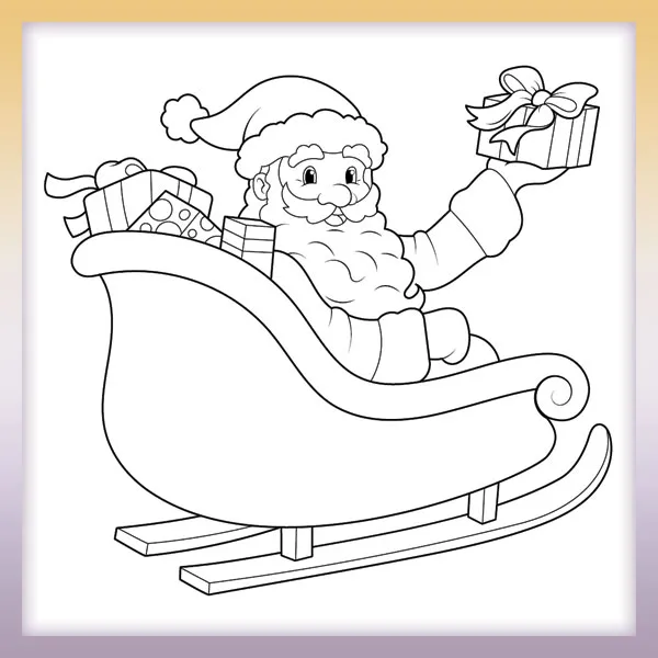Santa on a sleigh | Online coloring page