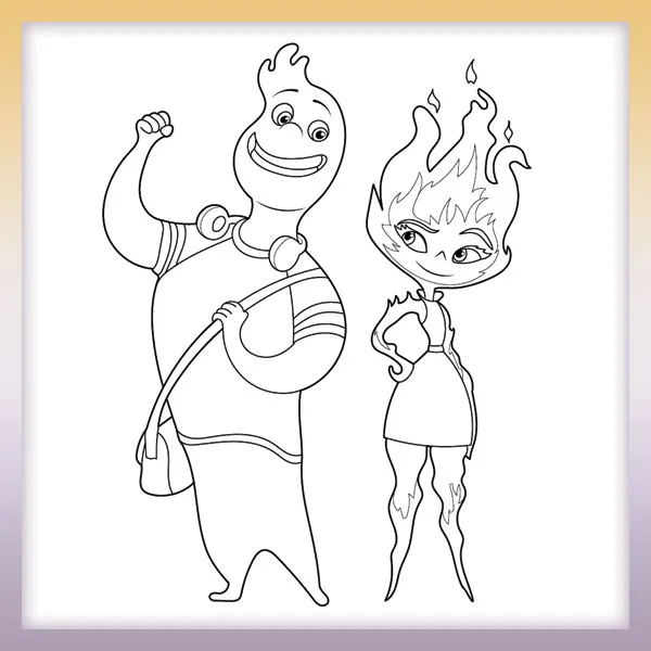 Elements - Ember and Wade | Online coloring page