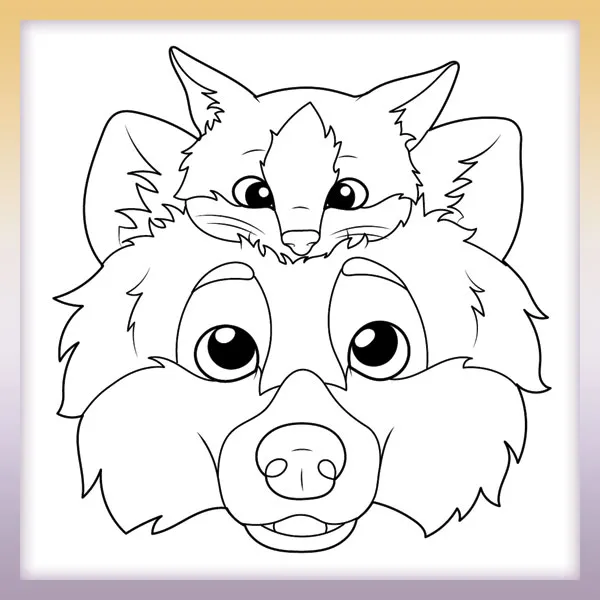 Cat and dog | Online coloring page