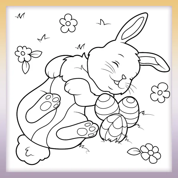 Bunny with eggs | Online coloring page