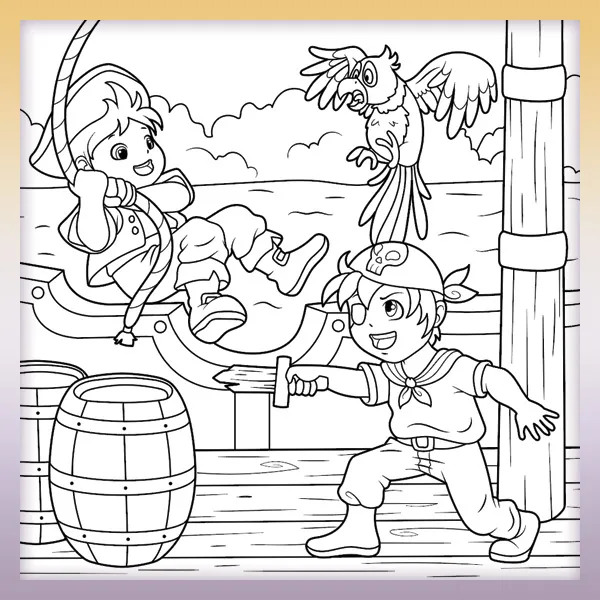 Pirates having fun | Online coloring page