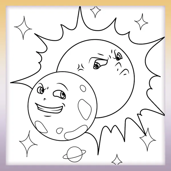 Solar eclipse | Online coloring page